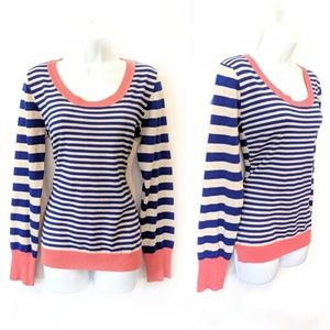 Pink Rose Sweater Blue Coral Long Sleeve